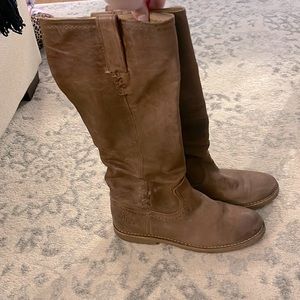 Frye leather pull on riding boots brown